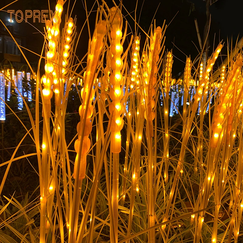 Simulation Wheat Lights LED Flower Light Stand Outdoor Christmas Party Supplies Emitting Red Yellow Warm White Made Durable Plas