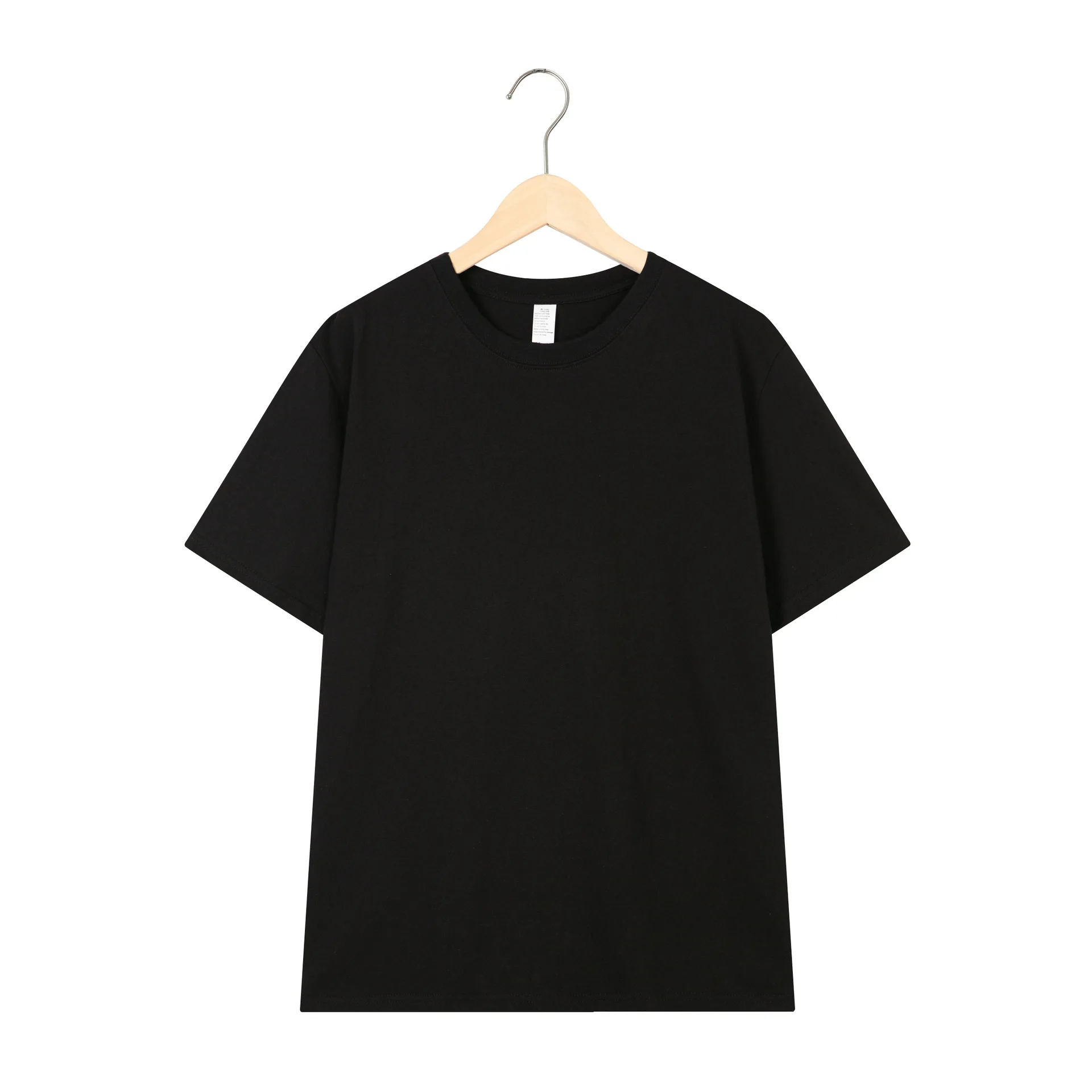 200gms Summer Cotton Short Sleeve T shirt Men's Solid Loose Round Neck plus size T shirt