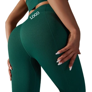 European American Seamless Yoga Pants High Waist Butt-Lifting Textured Knit Tight Fitness Leggings for Gym Workout Sports