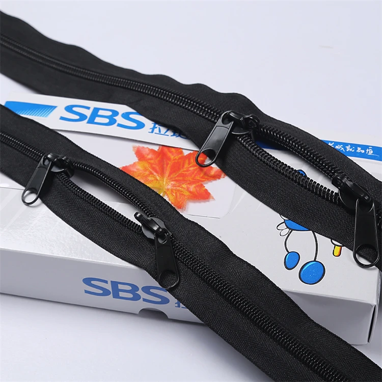 Double Layer Sbs8# Double Slider Factory Customized High Quality Nylon Anti-theft Lock Hole Puller Zipper for Luggage Bags