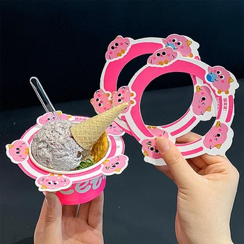 Customized Disposable Ice Cream Cup Paper Tray Ice Cream Cone Paper Sleeve Egg Cone and Egg Roll Paper
