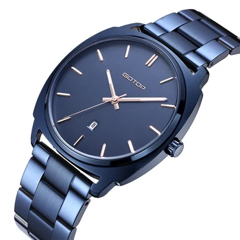 Hth Quality Men Stainless Strap Man Wrist Luxury Large Watches Date Day Blue Luxery Big Face Luminous Watch