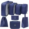 Navy blue 8-piece set (including a toiletries bag)