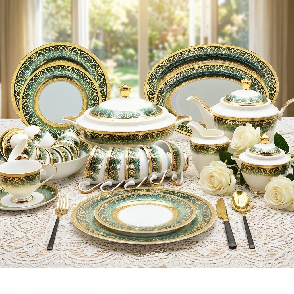 98-teiliges Luxus-geschirrset Aus Knochenporzellan Für 12 Personen,Großhandel,Royal Porcelain Geschirrsets