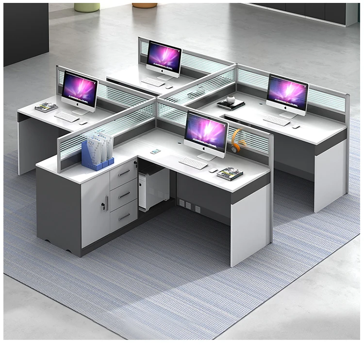 Office Desk Office Staff Desk Simple Modern Screen Station Locker ...