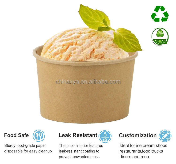 High Quality Biodegradable Disposable Ice cream Yogurt Dessert Jelly Papercup Beverage Ice Cream Paper Bowl with Paper lid manufacture