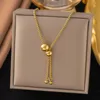 Pull-out bead pendant stainless steel necklace