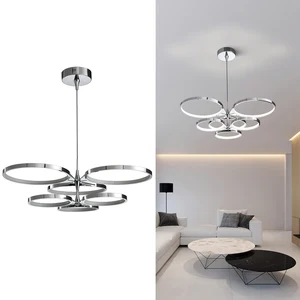 Modern Chrome LED Rings Circles Chandelier Decorating the Living Room Large Chandeliers Pendant Lights for High Ceilings