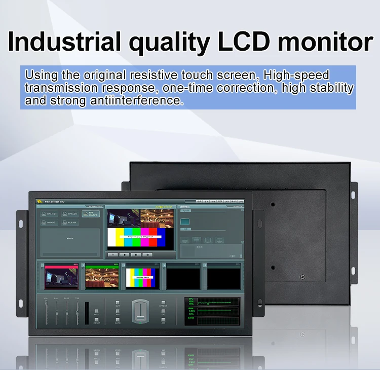 12 Inch Industrial Touch Monitor PCAP Touch Screen with VGA HDMI DVI for Embedded Open Frame Wall Mount