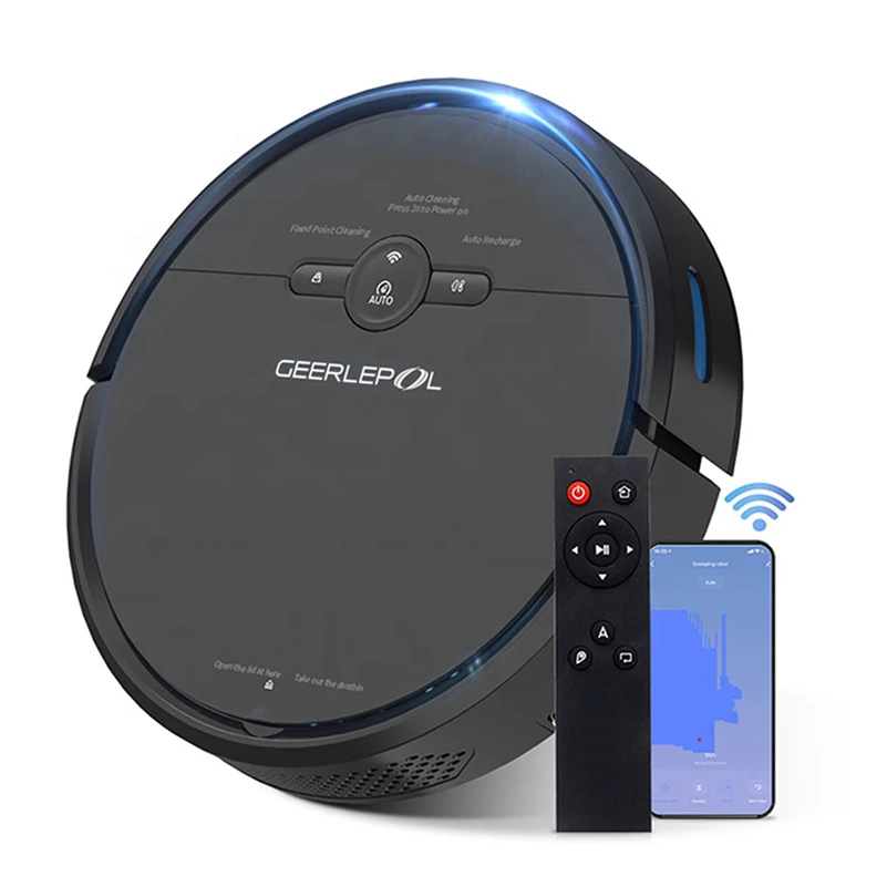 Robot Vacuum Cleaner Gyroscope Navigation Strong Suction Power 3 in 1 Vacuum Sweep Compatible with Alexa for Hard Floor Pet Hair