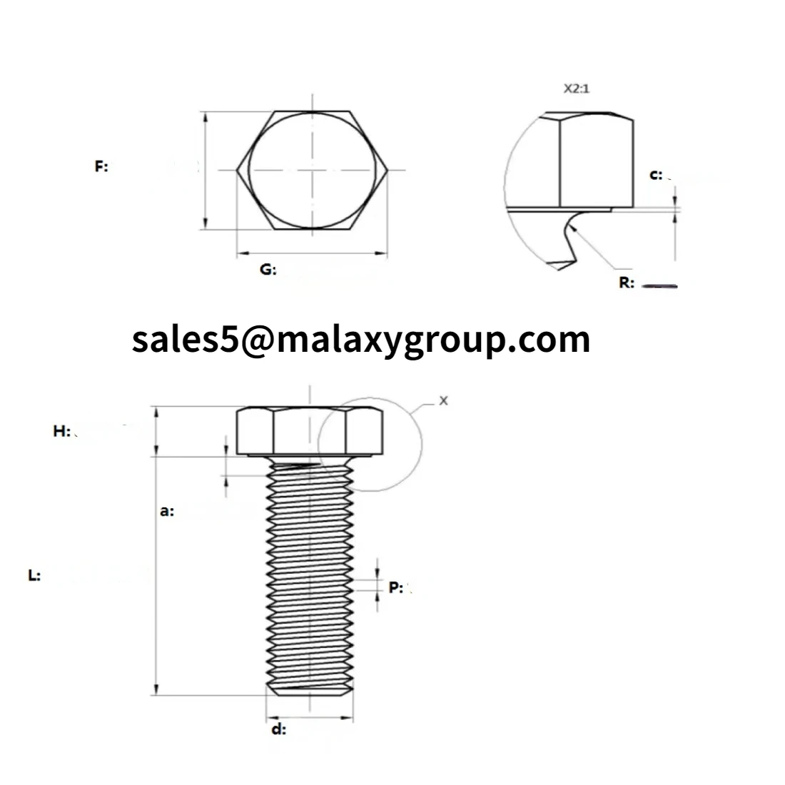 MALAXY GB/T 5783 全ネジ亜鉛メッキ六角ボルト 10.9級六角ボルト M12