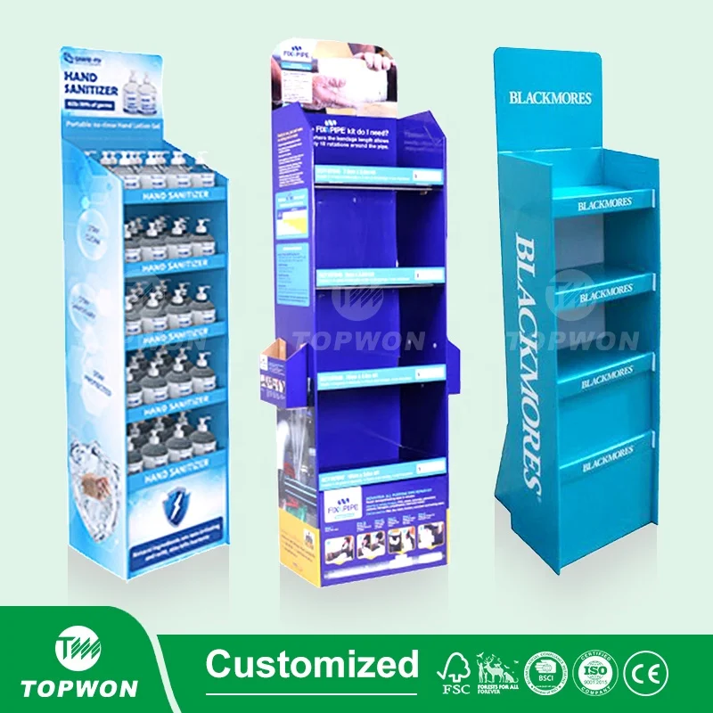 Custom Vitamin Bottle Supplement Display Racks for Pharmacy Drugstores, Cardboard Medicine Store Retail Pharmacy Display Stand