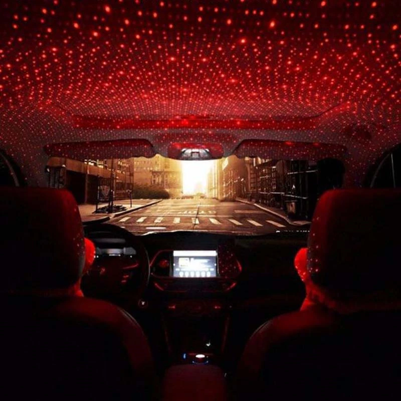 USB Red LED Projector Star Light Car Interior Atmosphere Meteor Lamp Sky type 