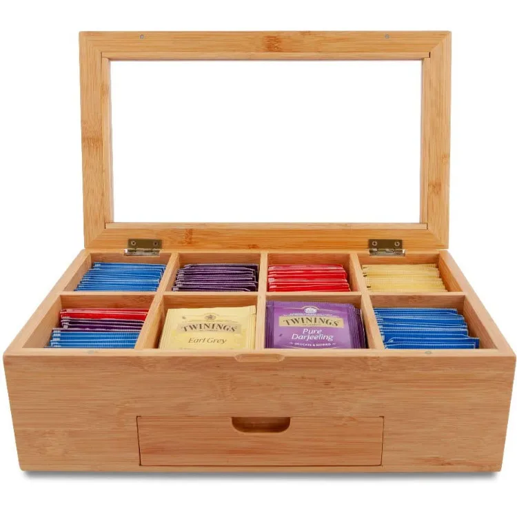 Лидер продаж, прочный многофункциональный настольный контейнер для хранения мелочей, бамбуковые коробки для чая