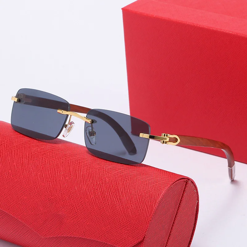 2024 New Luxury Brand Carteir Fashion Designer Sunglasses Men Wood Leg