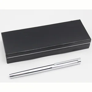 Hot Selling Luxury Sliver Metal Fountain Pen with Custom logo Office Supplies Novelty Metal Fountain Pen Set with PU Leather Box