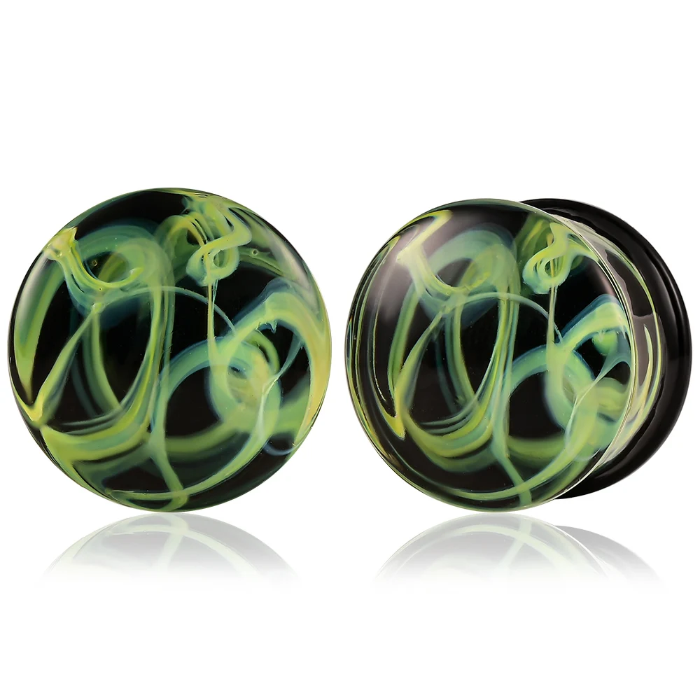 Wholesale Ear Gauges Glass Plugs Tunnels Dangle Gauge Earrings Double