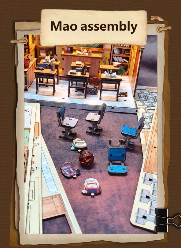 product diy wooden dollhouse miniature kit   student book nook  kids doll house with wooden architecture for creative building-5