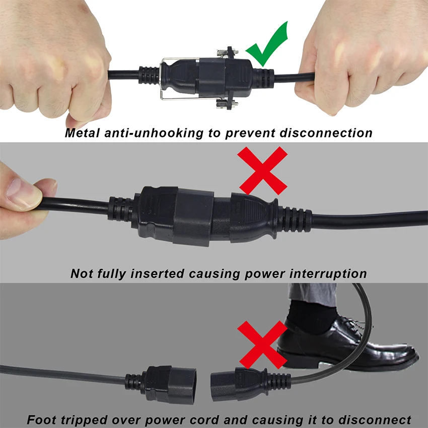 Lockable Power Plug Iec C14 110v American Power Cord Short Length