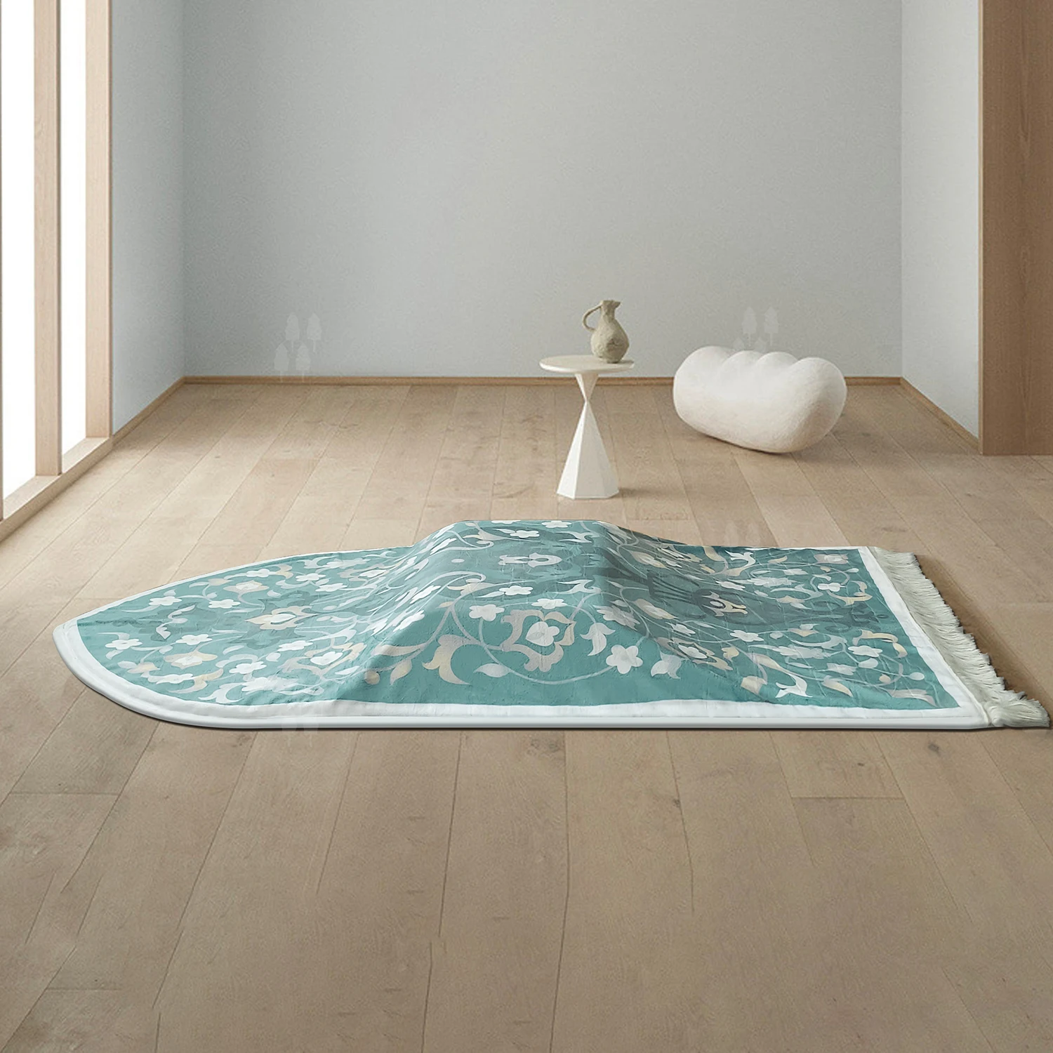 Tapis de prière épais, de haute qualité et de luxe, ergonomique, pour la prière musulmane (Sejadah), idéal pour le Ramadan. Coussinet en mousse à mémoire de forme pour les genoux, avec pompons, pour un soulagement optimal des douleurs._voghion.com