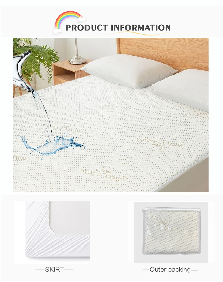 Wholesale Elastic Natural Organic Cotton Hypoallergenic Waterproof Mattress Protector Cover For Bed supplier