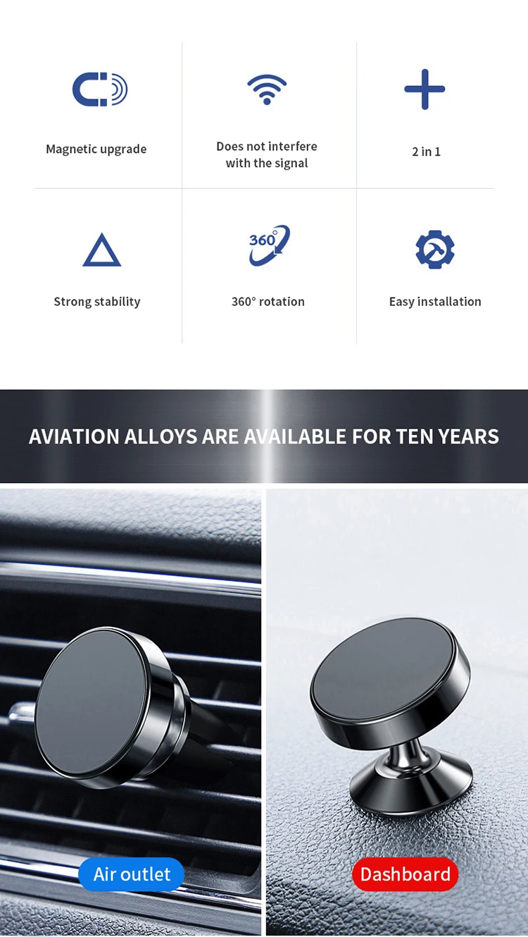 Custom Logo Mini Car Mount Mobile Phone Holder Metal Plate Air