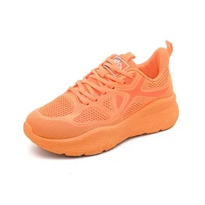 Thick-Soled Womens Versatile Casual Sports Shoes  Breathable Fly-Knit Height-Increasing Lace-Up EVA Spring Style