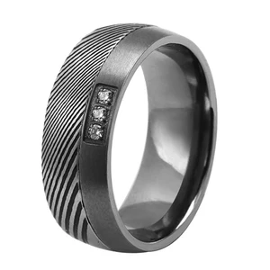 Tizti Fashion Jewelry for Men Hand Crafted Damascus Steel Men Wedding Band CZ Custom Design Tantalum Rings