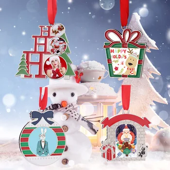 Personalized Metal Sublimation Christmas Blanks Ornament Custom Pendant Christmas Tree Decor