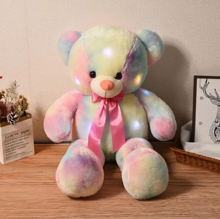 Factory Direct Colorful LED rainbow Teddy Bear with Light Cute Plush Toy Luminous Bear Doll Doll Large Teddy Toy Wholesale