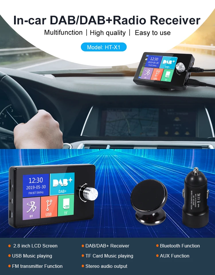 2.8" Portable Dab Digital Radio Fm Transmitter Music Receiver With Color Screen Fm Transmitter