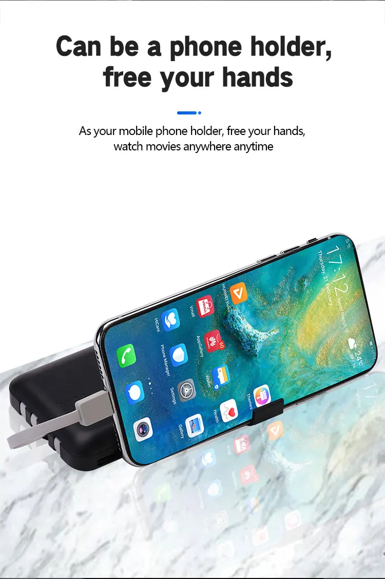 2021 online trend Powerbank 20000mAh 4 cable in 1 fast charger phone holder powerbank for phone 10000mah
