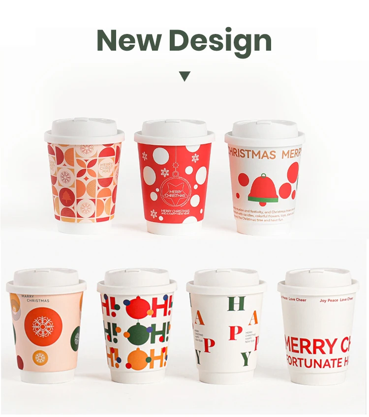 Custom Logo Printed Disposable Coffee Cups - 8oz to 16oz