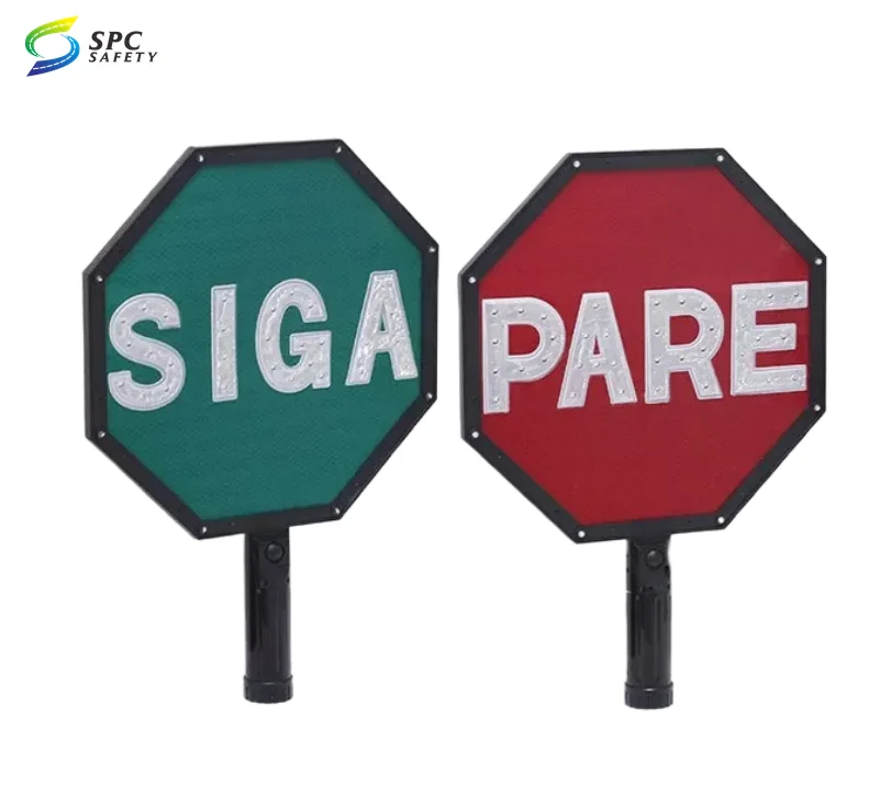 Road Crossing Guard Traffic Control Green Octagon Flashing Siga Pare ...