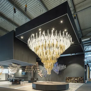 ECOJAS Custom Lighting Modern Fashion Art Glass Maple Leaf Type Decorative Chandelier for Hotel Club Banquet Hall