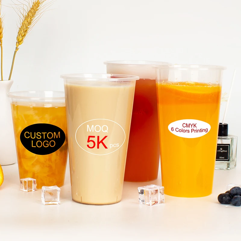 Printing Logo Cold Drinking Clear 1 Litre Disposable Plastic Cup for Custom