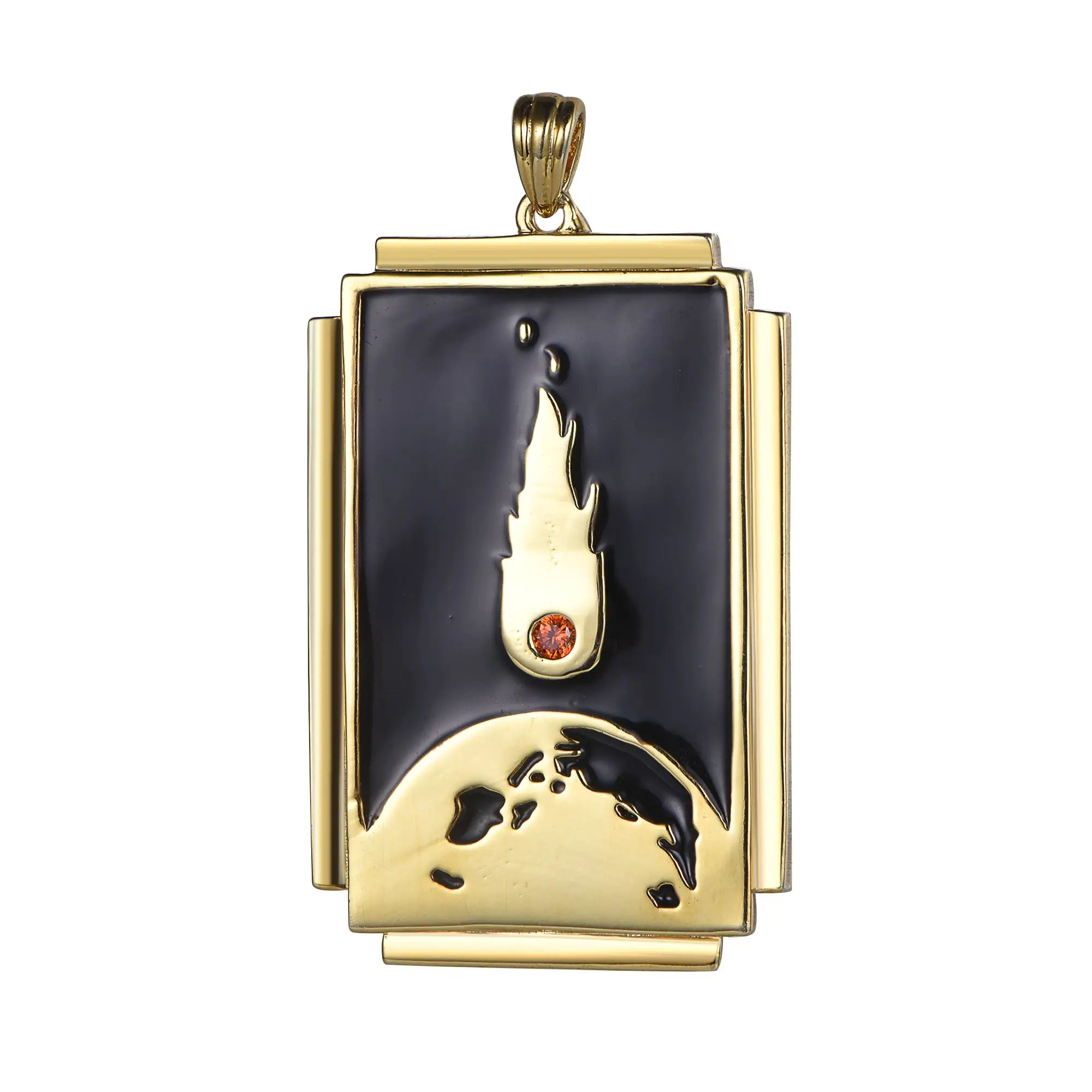 New Trendy 925 Sterling Silver Lighter Pattern Design 18k Gold Couple Pendant Necklace