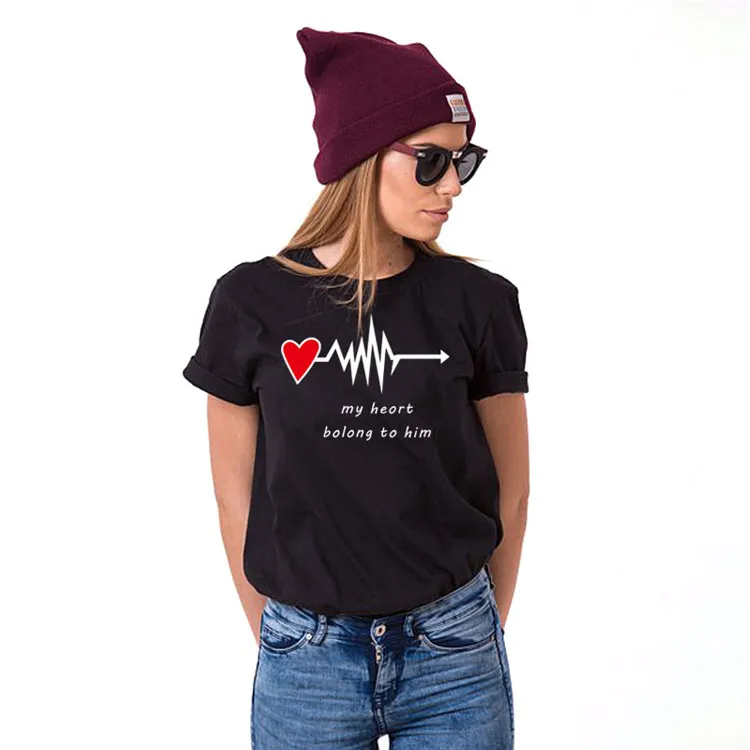 Модные топы одежда пара футболка для мужчин и женщин на заказ