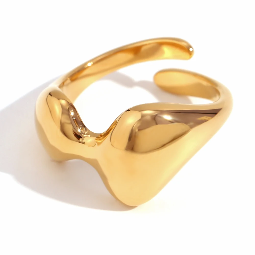 Minimalist Jewelry Gold Plated Jewelry Melting Style Adjustable Ring