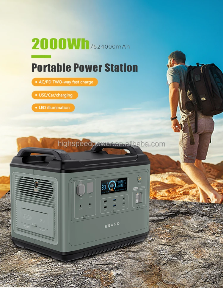 Highspeedpower Generator Portable Power Station 2000w Mppt Solar Power