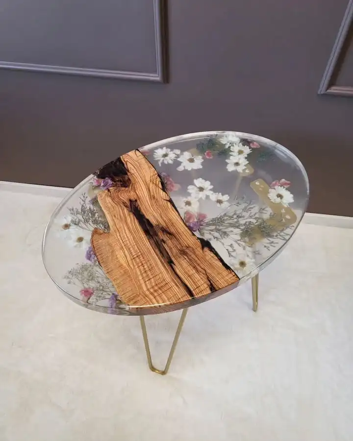 Modern Luxury Dining Room Table with Vintage Style Solid Wood Epoxy Resin Natural River Artistic Design by Interior Designers