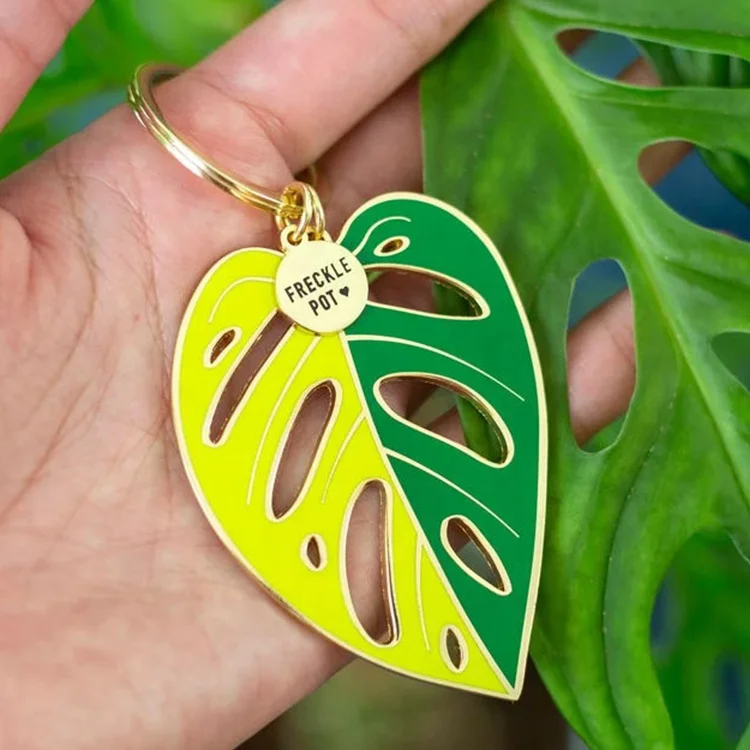 Personalized Enamel Custom Designer Cute Plant Leaf Keychains