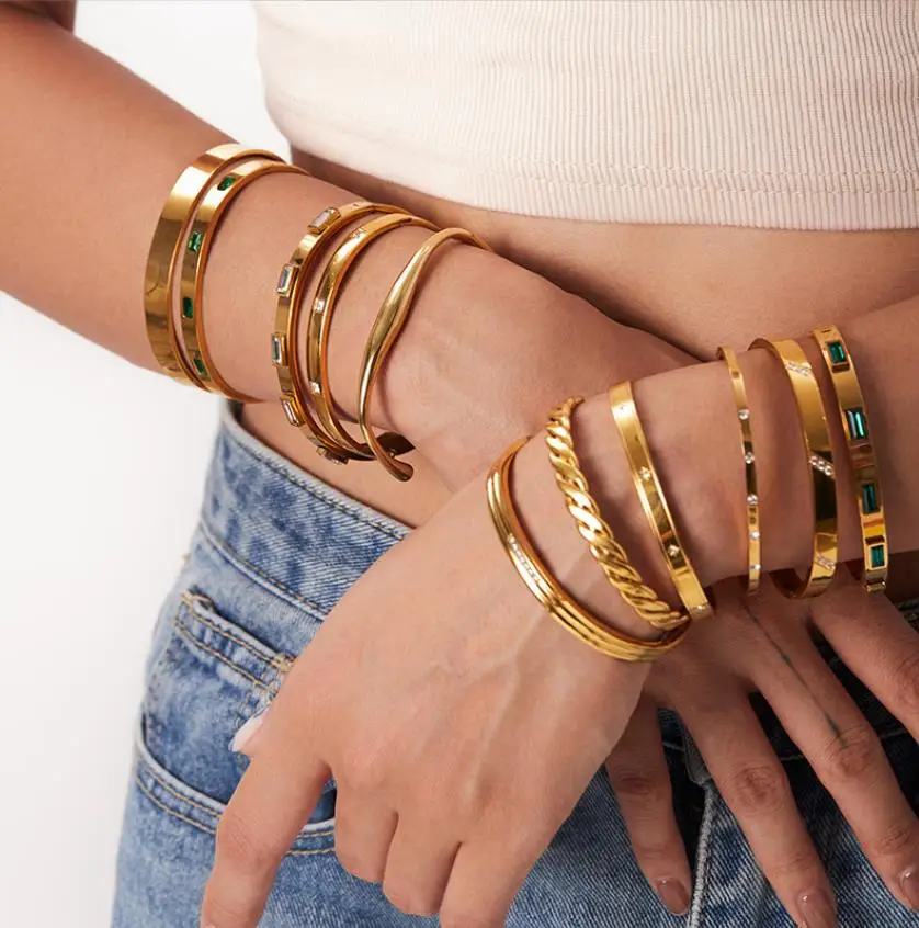 25 Styles Trend Bangle18k Gold Plated Stainless Steel Cuff Bracelet