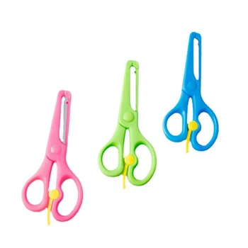 Children safety stationary cutting paper plastic handle scissors for kids