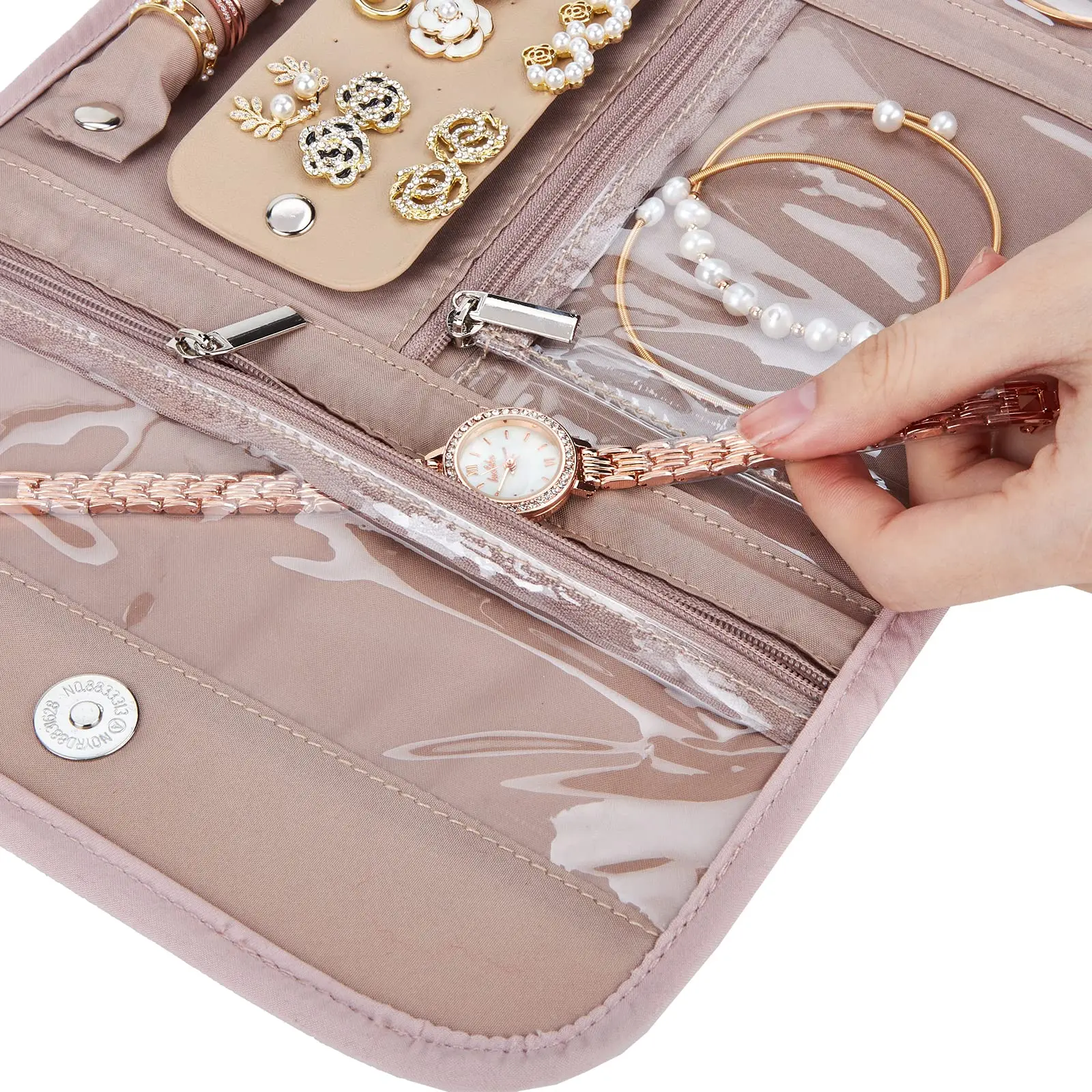 Travel Jewelry Organizer Case Foldable Jewelry Storage Roll Bag Jewelry