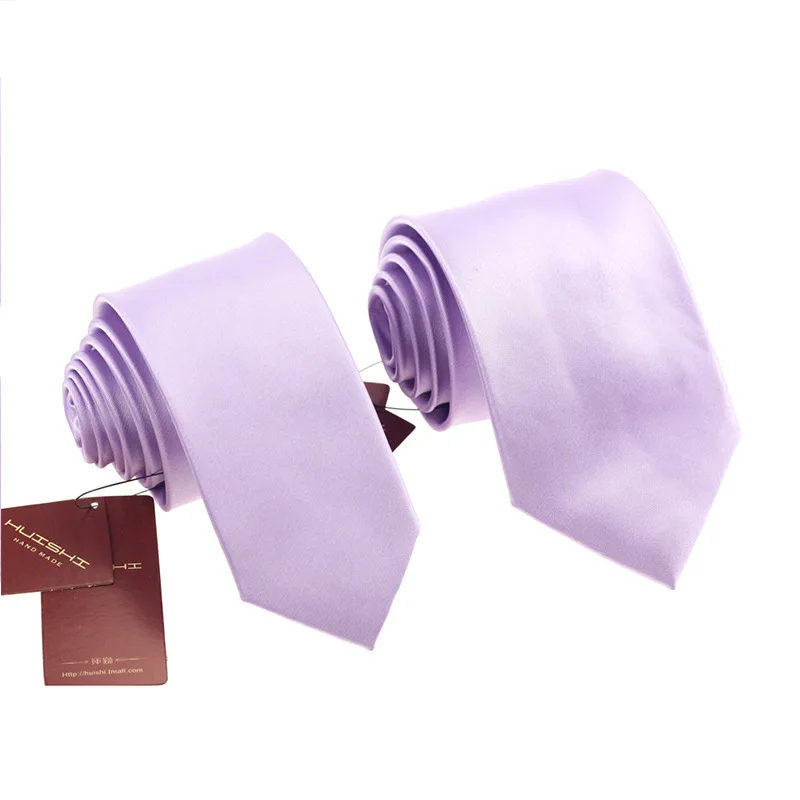 Solid Check Striped Silk Necktie 6cm Skinny Light Purple Mens Ties Polyester Neckties Gravatas for Party Wedding Wholesale Tie