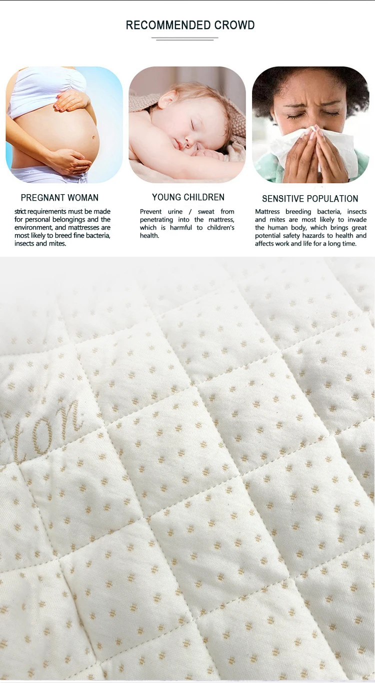 100% organic cotton Fabric Mattress Protector Bed Bug Proof Hypoallergenic Waterproof Quilted mattress protector Knitted factory