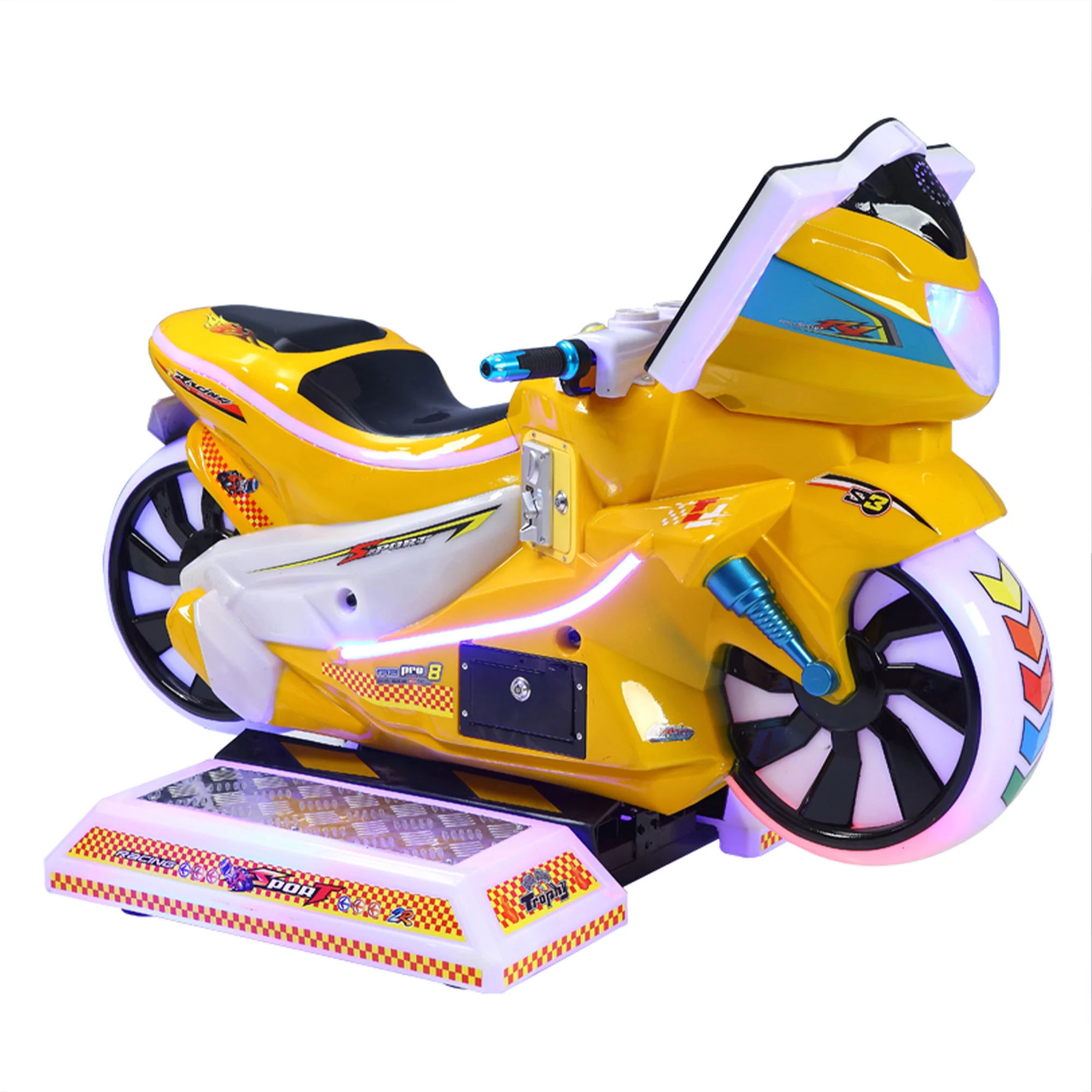 Factory Wholesale Kids LED Swaying Screen Toy Car Electric Speed Motorcycle 1-Year Coin Operated Rocking Car Machine for Kids