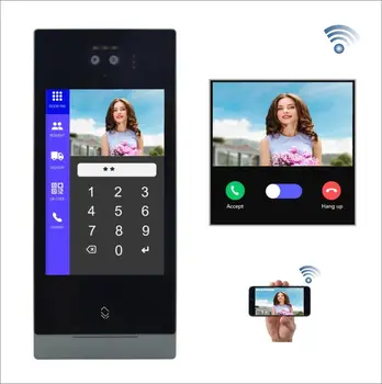 No Wiring is Required - 1080P cloud wireless video door entry system for apartment with access control by face ID,