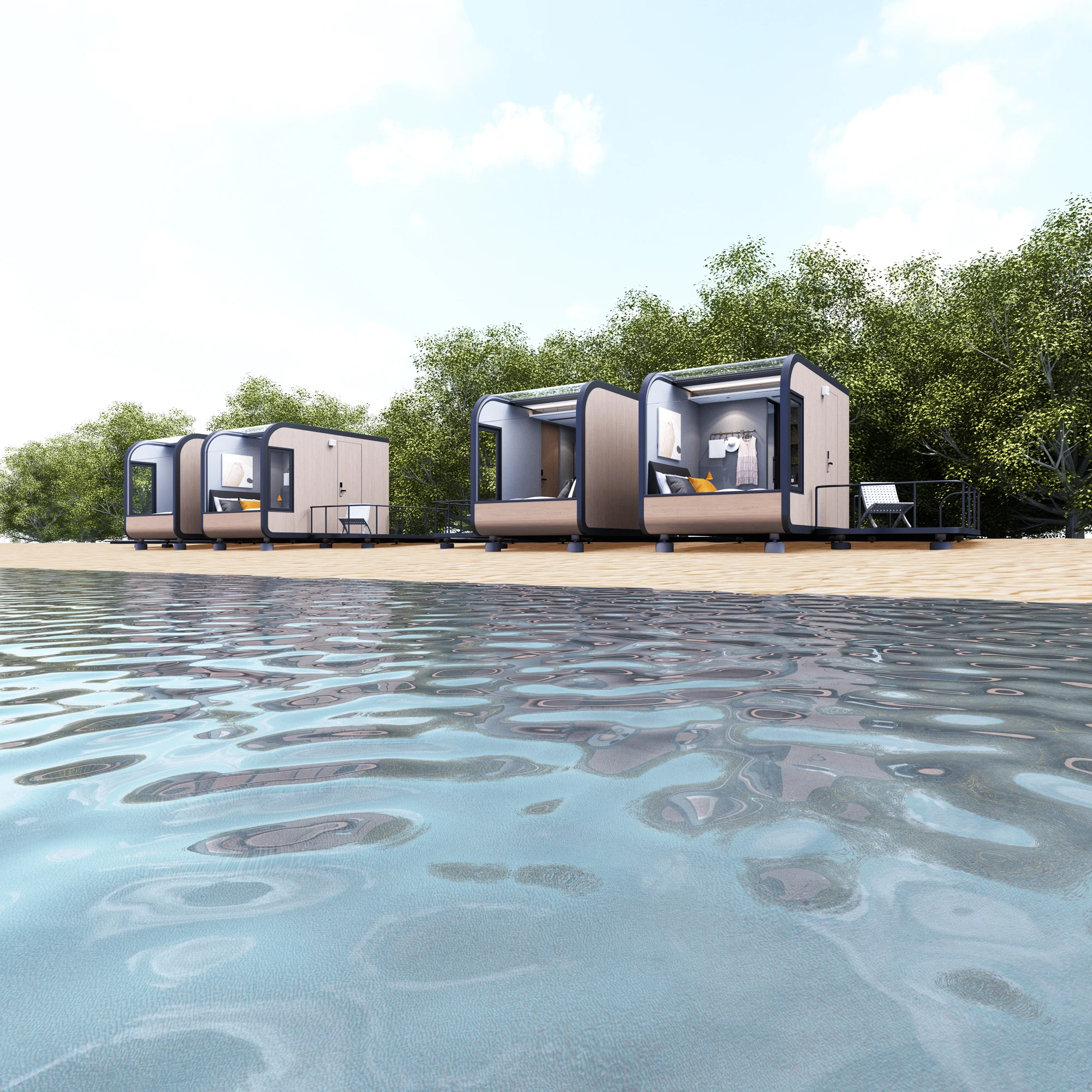 Customized Detachable Mini Space Capsule for Beach Tourism Areas Made of Sandwich Panel Steel Used in Office Buildings Houses
